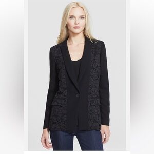 Rebecca Taylor [ 6 ] Corded Lace Panel Blazer Jacket in Black #146